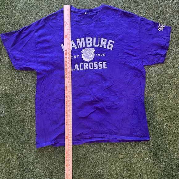Hamburg Lacrosse Bulldog EST 1976 Coachs Vs Cancer Purple Shirt Mens Large - Picture 2 of 10